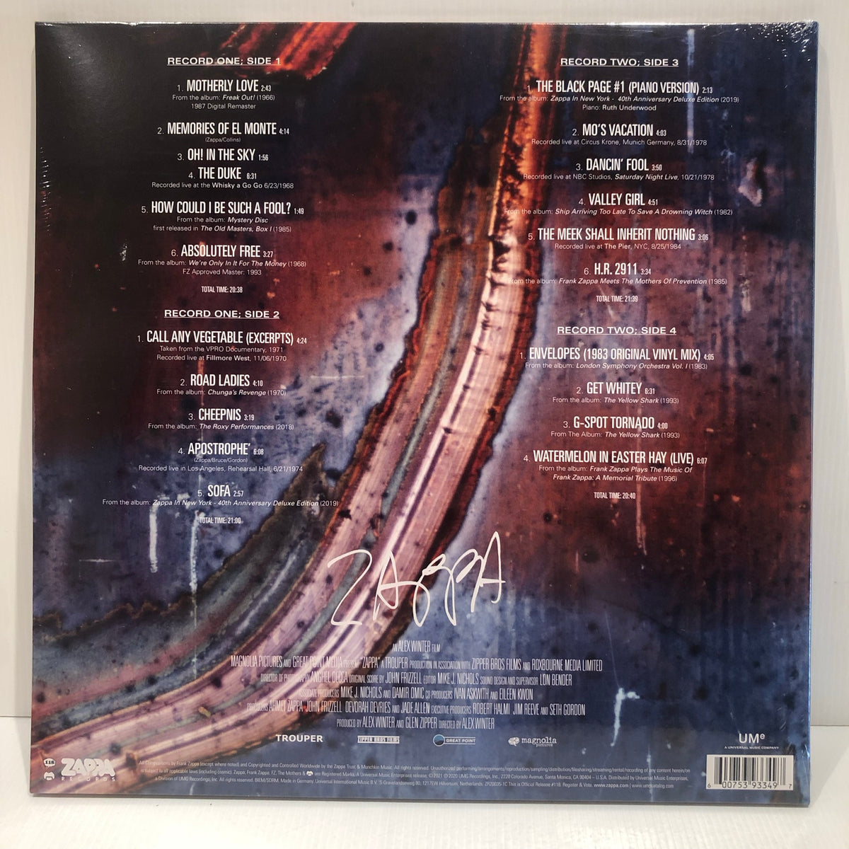 Frank Zappa / Zappa （OST）)（Clear Vinyl） Frank Zappa - Zappa (Original Motion Picture Soundtrack