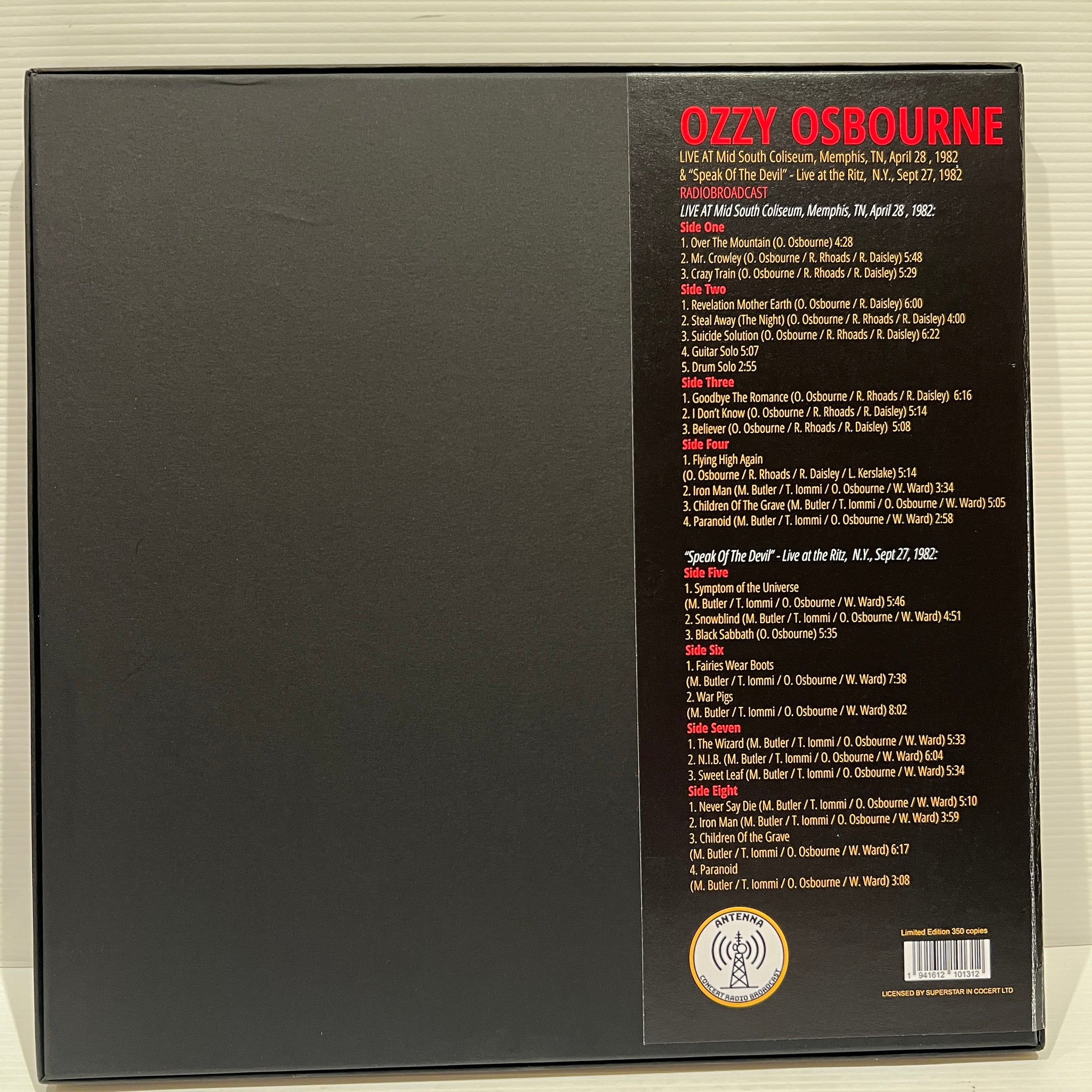 Ozzy Osbourne - Mid South Coliseum and Ritz 1982 - Color Vinyl 4LP