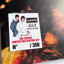 Load image into Gallery viewer, Oasis - J.I.L.Y. The Lost Live Album - rare Limited RED vinyl LP Promo Edition
