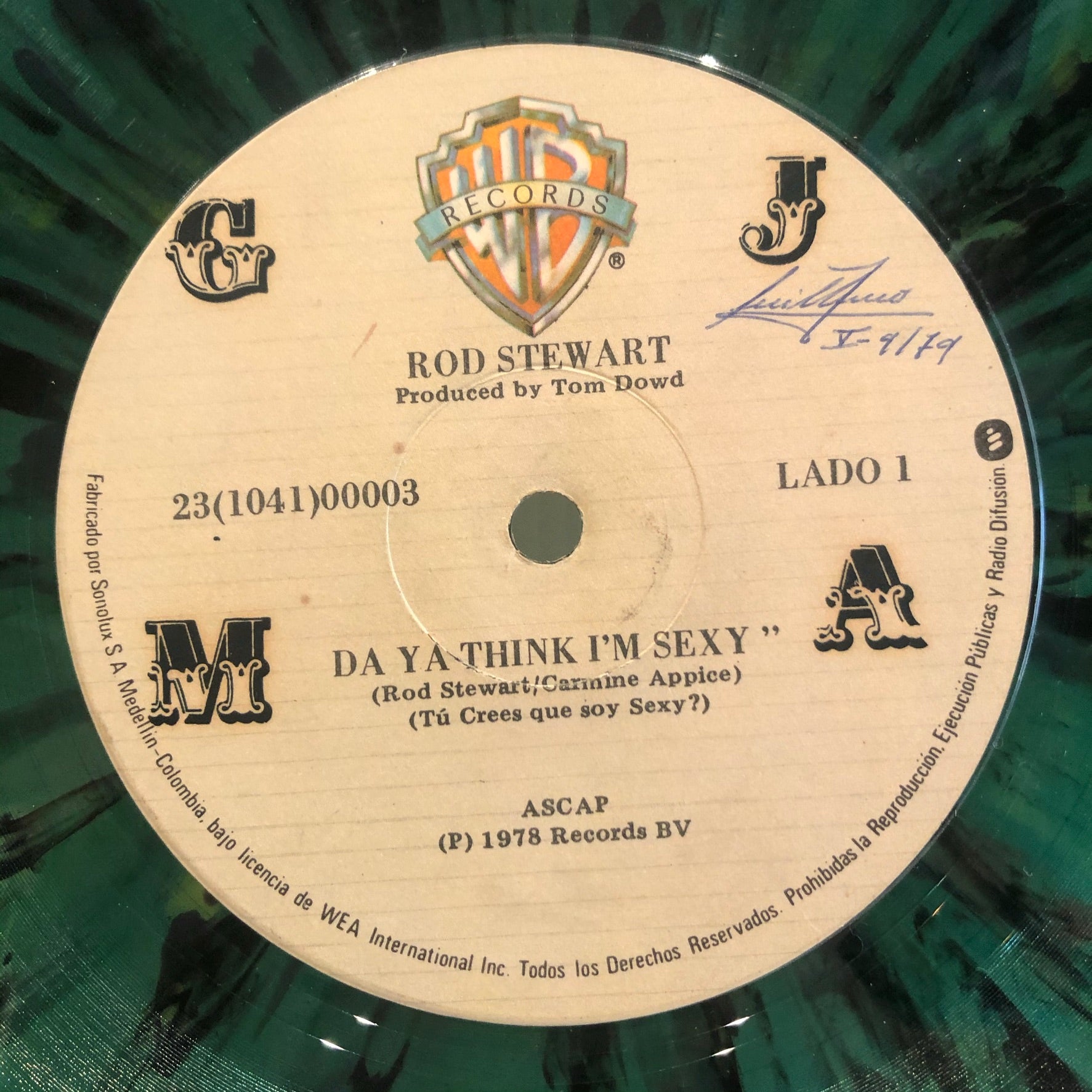 Rod Stewart - Da ya think I'm sexy - rare green splattered